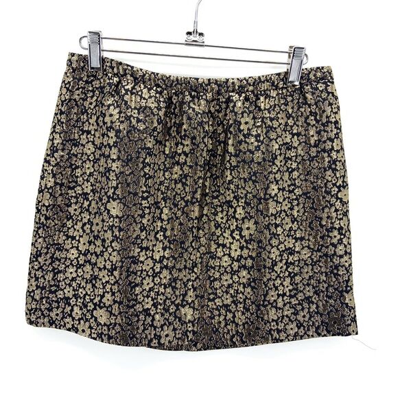 J.Crew Collection Metallic Gold Floral Mini Skirt Womens 0 Navy Lined Party NWT - Picture 1 of 7